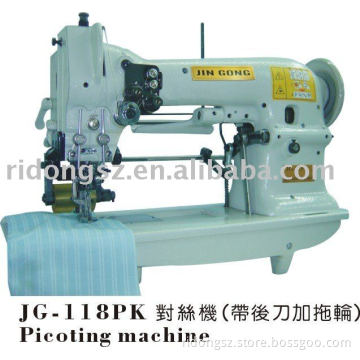 double needle picoting machine with cutter and puller